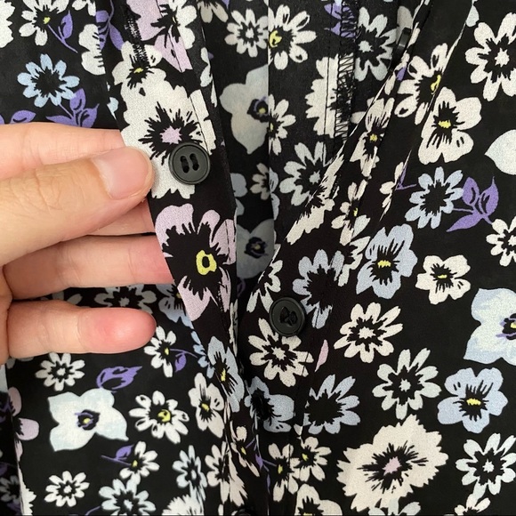 Lane Bryant Black Floral Print Button Front Tunic Kimono Size 10/12 - Picture 4 of 7